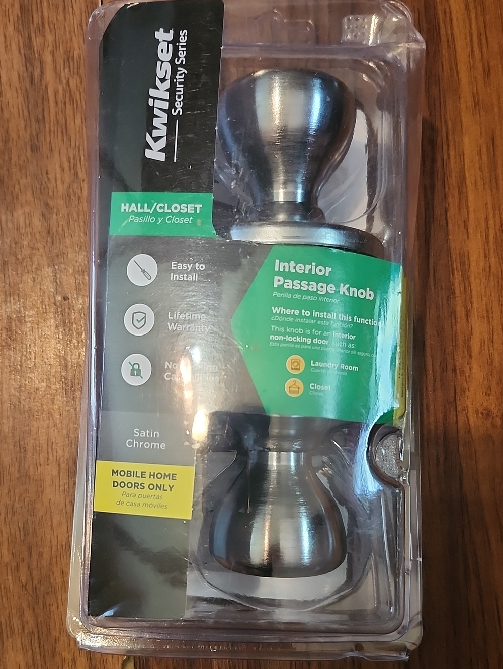 Satin Chrome Interior Passage Knob - Hall/Closet